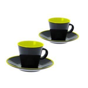 GIMEX GreyLine "lemon-grau" - Espresso Set 2 Personen - bruchfestes...