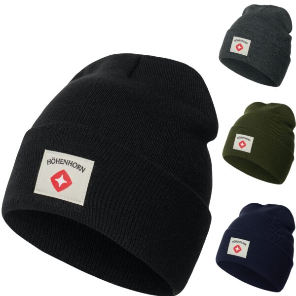 Höhenhorn Heelflip Knitted Beanie Unisex Herren Damen Mütze Wintermütze Strick DunkelgrÃ¼n