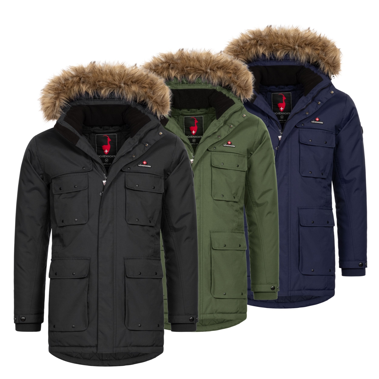 Höhenhorn Arpiglias Herren Winter Jacke Parka Parker mit Kunstfell Gefüttert XL GrÃ¼n