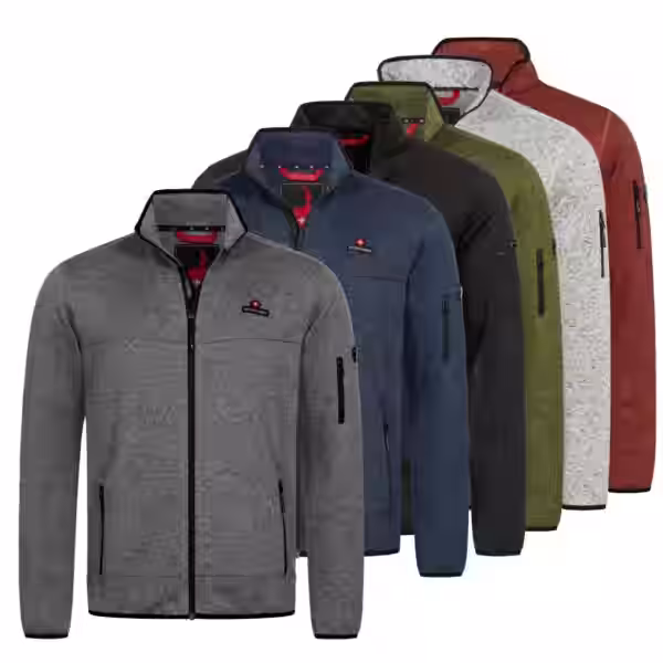 Höhenhorn Tacul Herren Jacke Fleece Strickjacke Strickfleece Outdoor Sweatshirt 5XL Rot