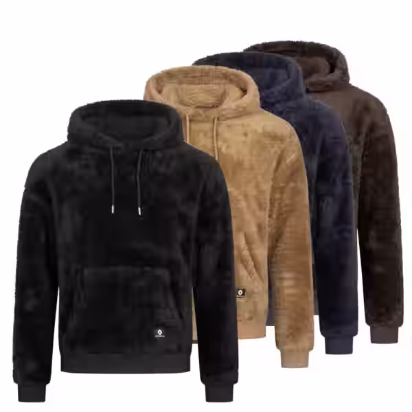 Höhenhorn Bärg Hoodie Teddyfleece Herren Kapuzen Pullover Hoody Sweatshirt 5XL Braun