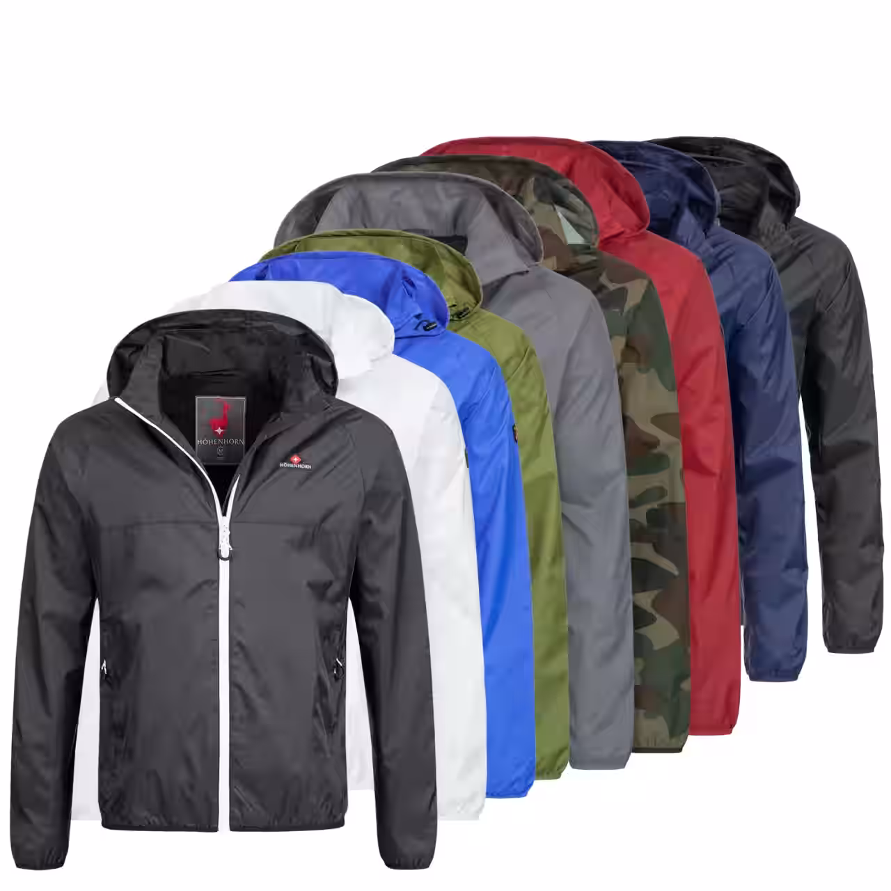 Höhenhorn Rigi Herren Regen Jacke Outdoor Rain Freizeitjacke Kapuze Regenjacke M / Schwarz/Weià 1 Höhenhorn Rigi Herren Regen Jacke Outdoor Rain Freizeitjacke Kapuze Regenjacke 5XL Grau