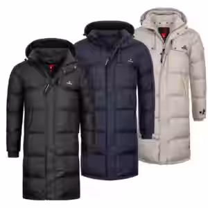 Höhenhorn Bannalp Herren Wintermantel Daunen Jacke Puffermantel Lang Gefüttert 3XL Greige