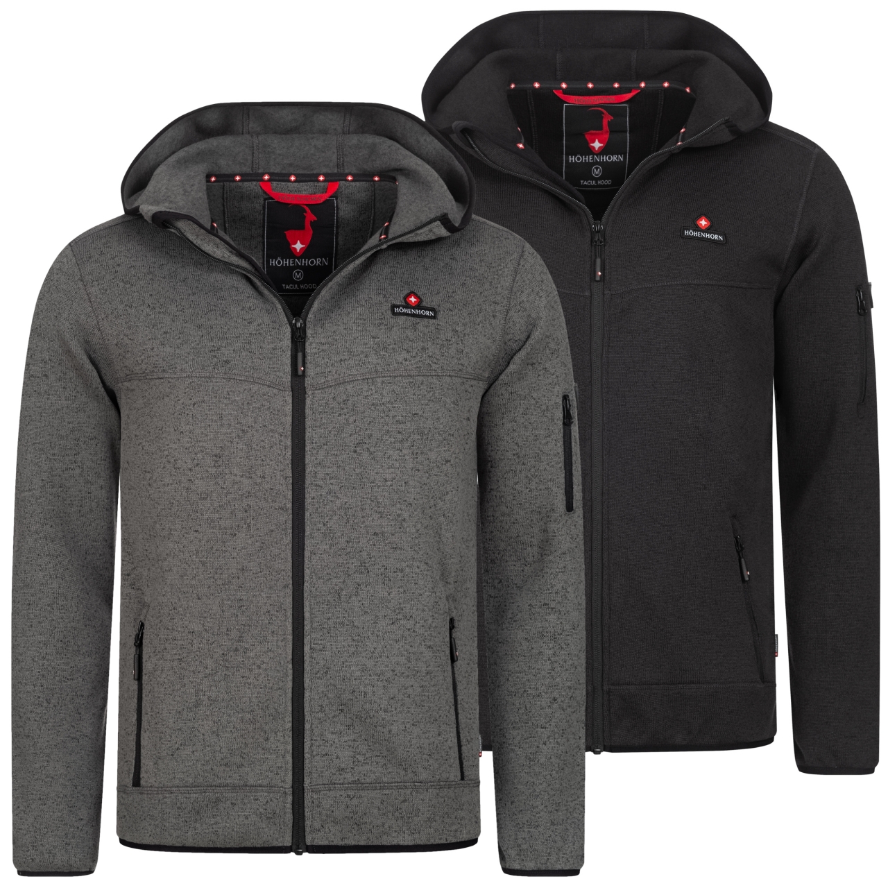 Höhenhorn Tacul Hood Herren Jacke Fleece Strickjacke Hoody Trekking Strickfleece M Dunkelgrau (1020) 1 Höhenhorn Tacul Hood Herren Jacke Fleece Strickjacke Hoody Trekking Strickfleece L Grau (1020)